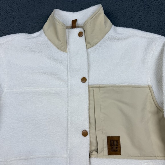 Topo Designs Summit Rise Jacket Womens Medium White Full Zip Fleece Sherpa - Picture 3 of 9